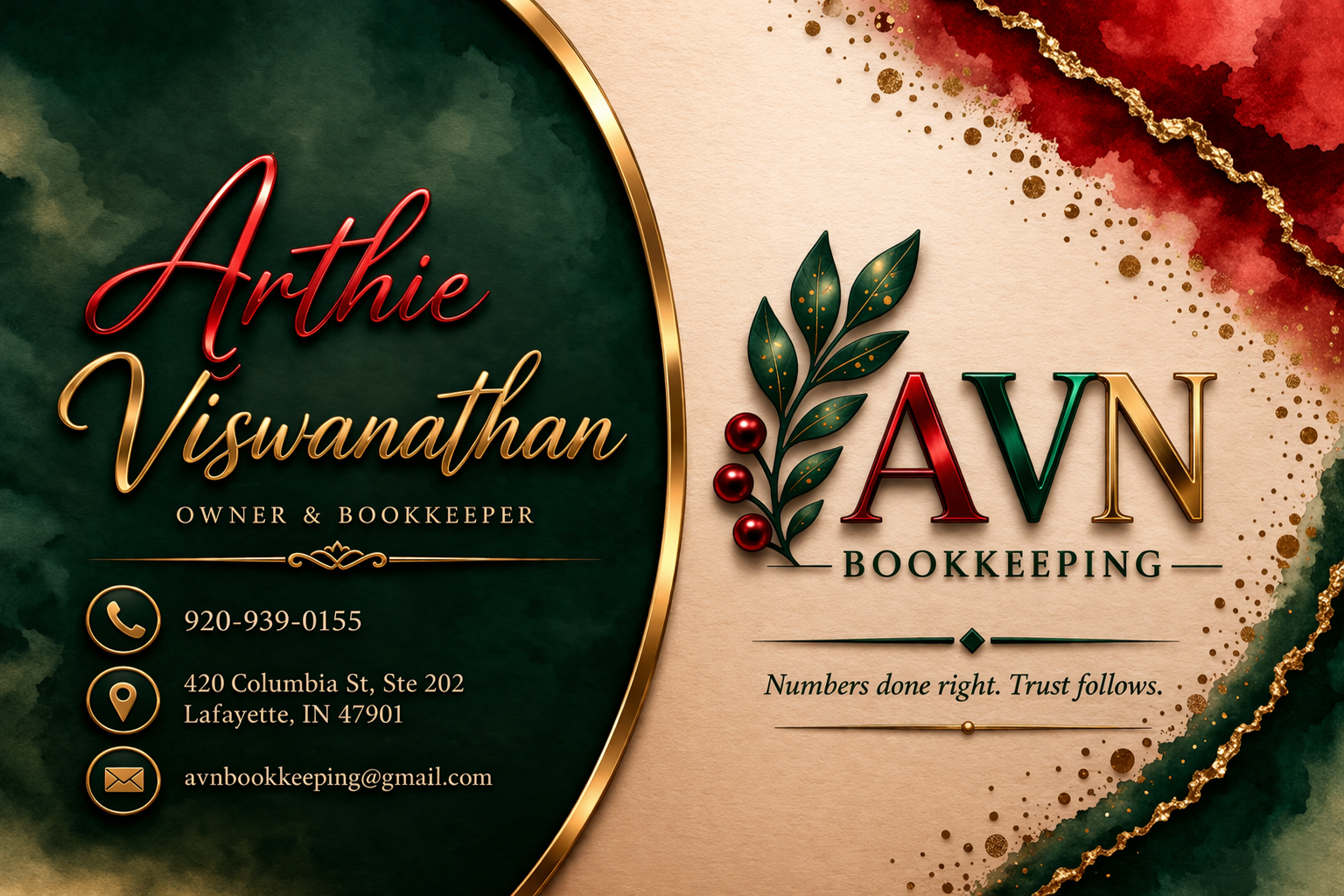 Arthie Viswanathan, Owner and Bookkeeper at AVN Bookkeeping